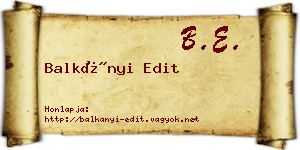Balkányi Edit névjegykártya